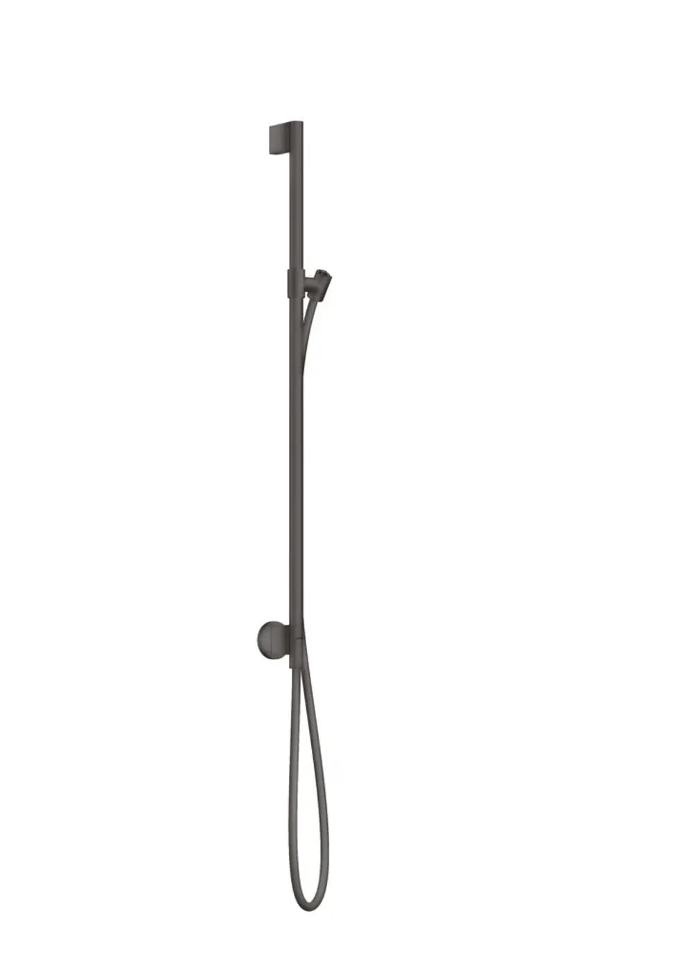 Brausestange mit Wandanschluss und Brauseschlauch, in Brushed Black Chrome, von AXOR, vertikal montiert, mit einfacher Formensprache und funktionalem Design.